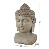 Brown Resin Buddha Large Speckled Sculpture with Textured Base - 23" X 22" X 43"
