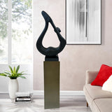 Yoga Black Sculpture - Gray Base - Home Decor