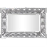 Silver Glass Wall Mirror with Crystal Details - 48" X 1" X 32"