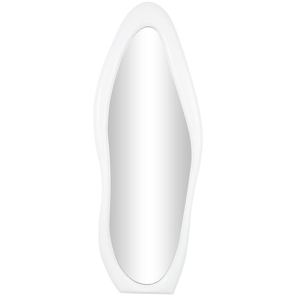 White Wooden Abstract Wavy Wall Mirror  24