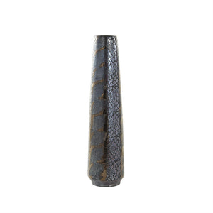 Silver Ceramic Snakeskin Inspired Vase - 8" X 8" X 31"
