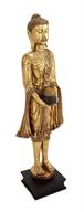Gold Polyst one Buddha Meditating Sculpture with Engraved Carvings and Relief DetaoliIng - 16" X 11" X 54"