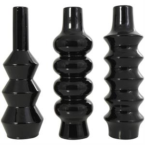 Black Ceramic Abstract Bubble Inspired Vase with Varying Shapes Set of 3 3