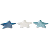 Multi Colored Aluminum Metal Starfish Handmade Enameled Decorative Bowl with Bubble Desing and Silver Bases Set of 3 7"W x 1"H