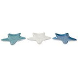 Multi Colored Aluminum Metal Starfish Handmade Enameled Decorative Bowl with Bubble Desing and Silver Bases Set of 3 7"W x 1"H