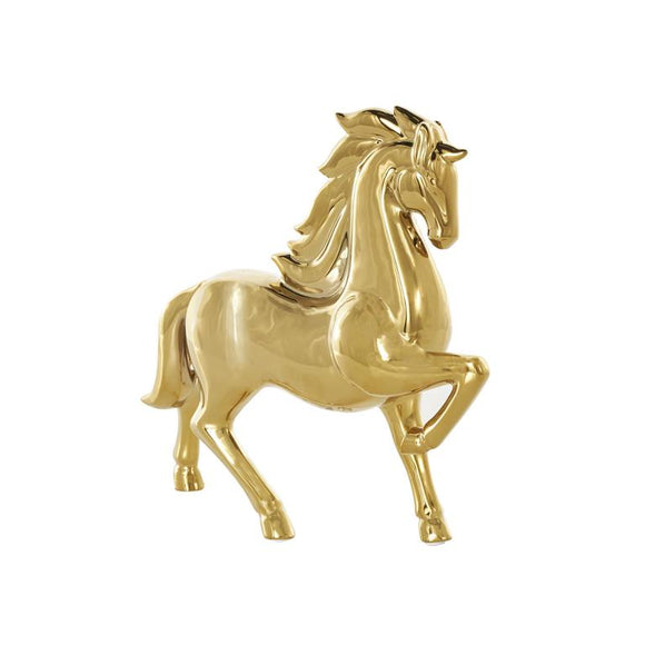 Gold Ceramic Horse Prancing Sculpture - 12