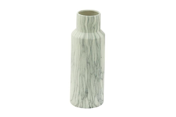 White Ceramic Faux Marble Vase - 6