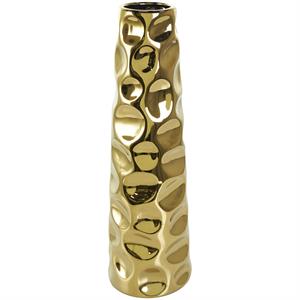 Gold Ceramic Geometric Bubble Vase with Concaved Circles - 8
