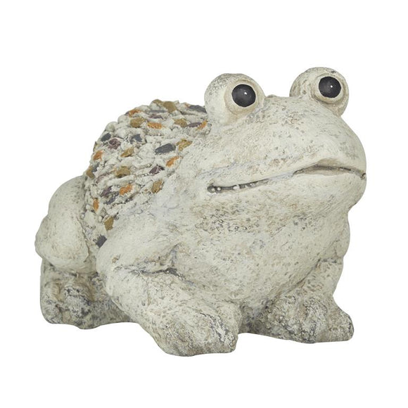 Light Gray Polystone Frog Indoor Outdoor Garden Sculpture - 12