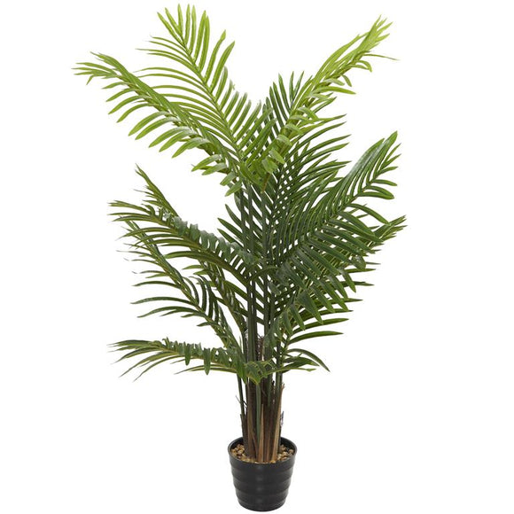 Green Faux Foliage Areca Palm Artificial Plant with Black Fluted Pot - 32