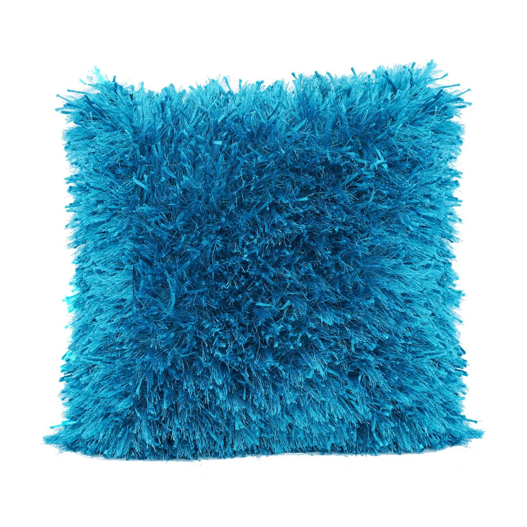 Shop Turquoise Shaggy Lurex Throw Pillow Galeria Home Store