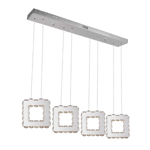 Stainless Steel and Cristal - Ceiling Lamp 3 Rings Adaptable