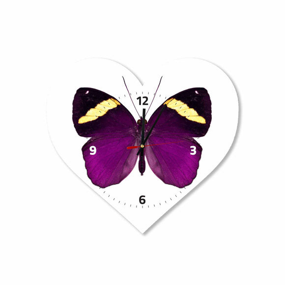 Purple Butterfly Heart Acrylic Wall Clock