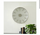 Large Round Silver Stainless Steel Modern Wall Clock