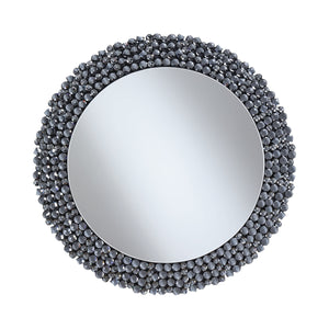 Round Wall Mirror With Textural Frame Grey - 31"x 31"