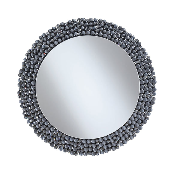 Round Wall Mirror With Textural Frame Grey - 31