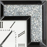 Black Wall Clock - Mirrored & Faux Crystals