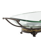 17" Oval Glass Bowl on Metal Base - Home Decor