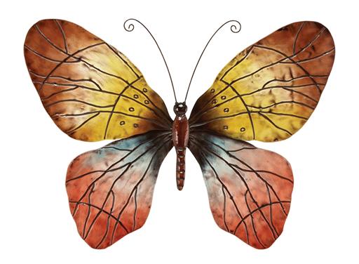 Metal Art - Red Eclectic Butterfly Wall Decor -  36