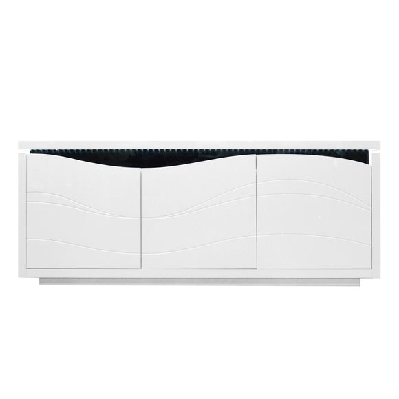 White High Gloss Contemporary Buffet with LED Light