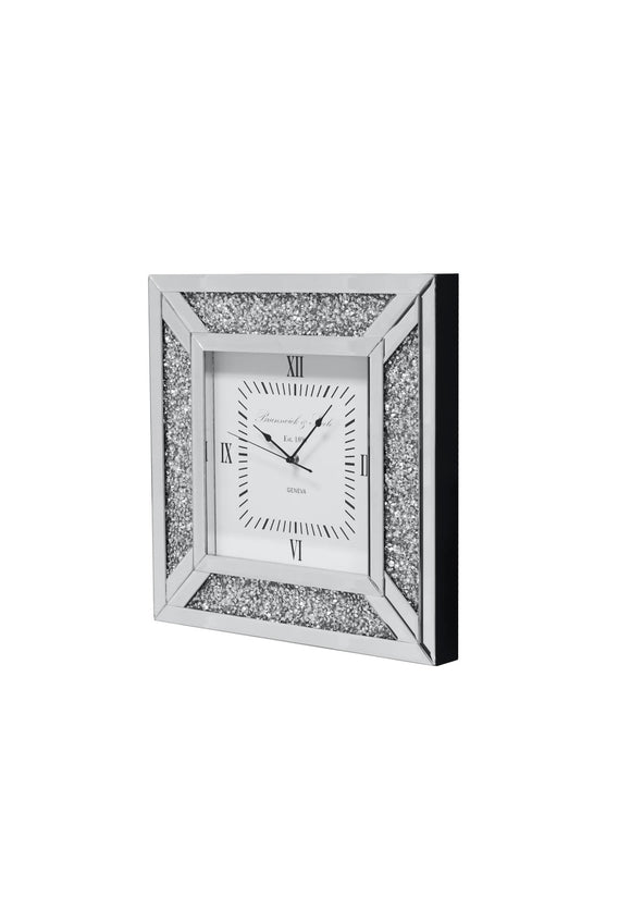 Diamond Wall Clock - Mirrored & Faux Crystals