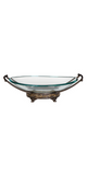 17" Oval Glass Bowl on Metal Base - Home Decor