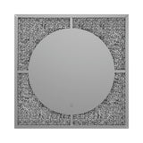 Silver And Black LED Wall Mirror - 39.5"x 1.5"x 39.25"
