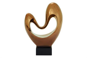 14" Abstract Copper Heart Ceramic Sculpture - Home Decor