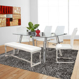 Rectangular Dining Table - Tempered Glass top with chrome legs