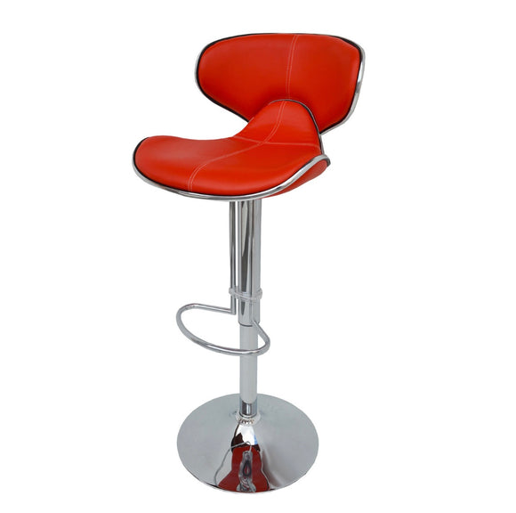 Red Leatherette Swivel Seat Adjustable Barstool Set of 2
