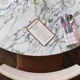 Round Dining Table Marble Finish Top with Chrome Legs