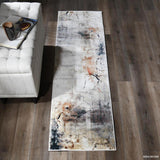 Modern Grey, Persimmon, Brown and White Abstract Rug