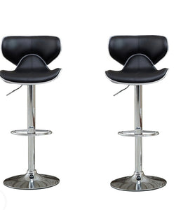 Black Leatherette Swivel Seat Adjustable Barstool Set of 2