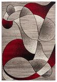 Modern Bark Red, Black and Beige Abstract Rug