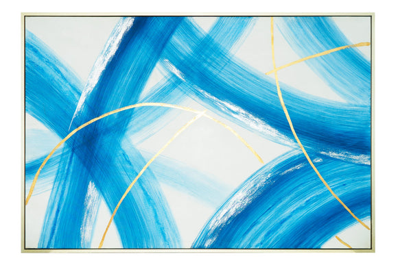 Canvas Art - Blue Brush Stroke Abstract Wall Art Decor