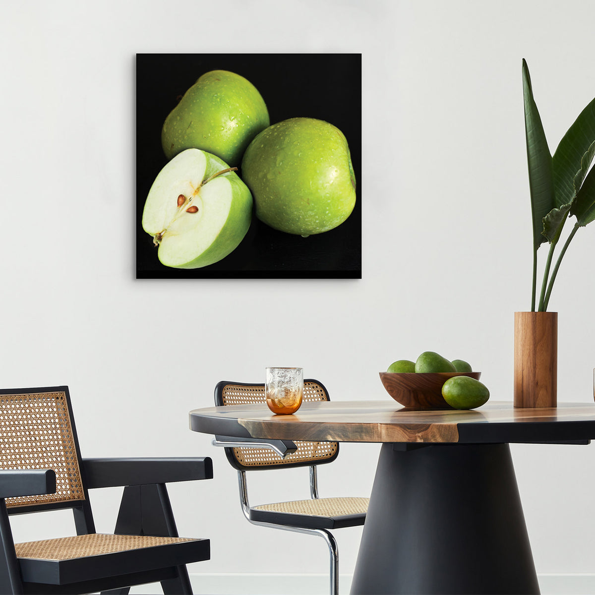Shop Tempered Glass Art Three Green Apple Wall Art Decor Galeria