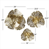 Copy of Metal Art - Gold Metal Glam Flowers Wall Decor - Set of 3 29", 24", 18"H