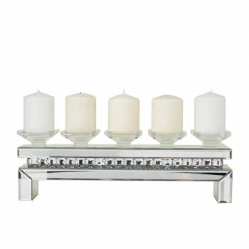 Set of 3 Silver Wood Glam Candle Holder, 7