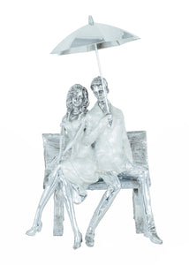 12" Couple on Bench under Umbrella - Home Decor