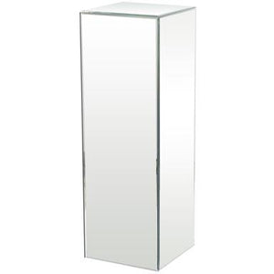 Silver Wood Mirrored Pedestal Table, 10" X 10" X 30"