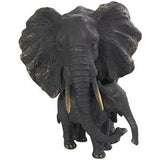 Bronze Polyston Elephant Family Sculpture with Gold Foil Accents - 14" X 8" X 9"
