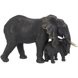 Bronze Polyston Elephant Family Sculpture with Gold Foil Accents - 14" X 8" X 9"