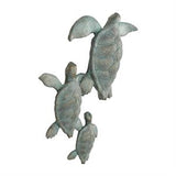 Blue Polystone Turtle Distressed Patina Wall Decor with Gold Foil Accents - 19" X 3" X 13"