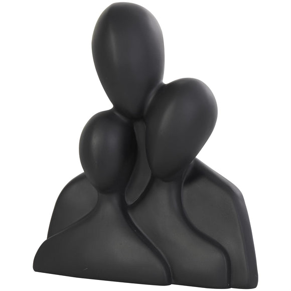 Black Polystone Abstract Nesting Family 3 Head Sculpture - 9