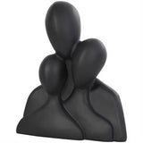 Black Polystone Abstract Nesting Family 3 Head Sculpture - 9" X 4" X 11"