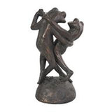 Bronze Resin Frog Patina Dancing Sculpture with Rock Base - 9" X 7" X 17"
