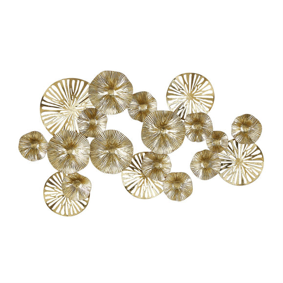 Metal Art - Gold Metal Floral Overlapping Disk Wall Decor with Cutouts -  30