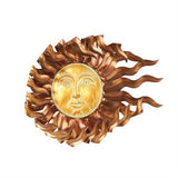 Copper Metal Sun Wall Decor with Gold Sun Face and Folded Wavy Rays, 30" x 3" x 24"