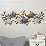 Bronze Metal Turtle Hammered Wall Decor with Wood Accents - 49" X 2" X 18"