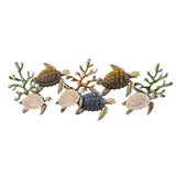 Bronze Metal Turtle Hammered Wall Decor with Wood Accents - 49" X 2" X 18"